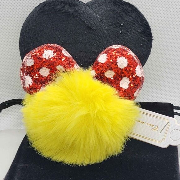 Brand NEW  YELLOW Pom Pom With Minnie Mouse Bow - Picture 2 of 3